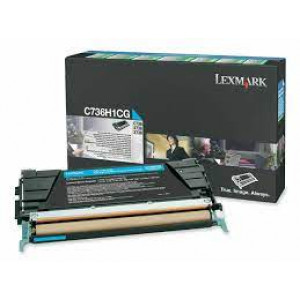 Lexmark C736H1CG Cyan High Yield Original Toner Cartridge (10000 Pages) for Lexmark C736n, C736dn, C736dtn, X736de,X738de, X738dte